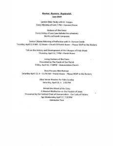 thumbnail of Updated Lenten Schedule 2019