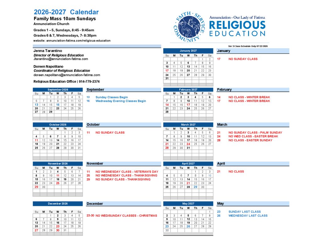 thumbnail of Rel Ed One Page Calendar – 2026_27_CLASS SCHEDULE ONLY JULY 22 2026